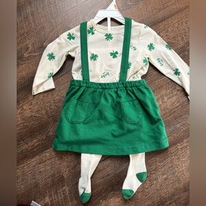 Carters baby Girls Green Suspender Skirt and Shamrock Top Set 12m